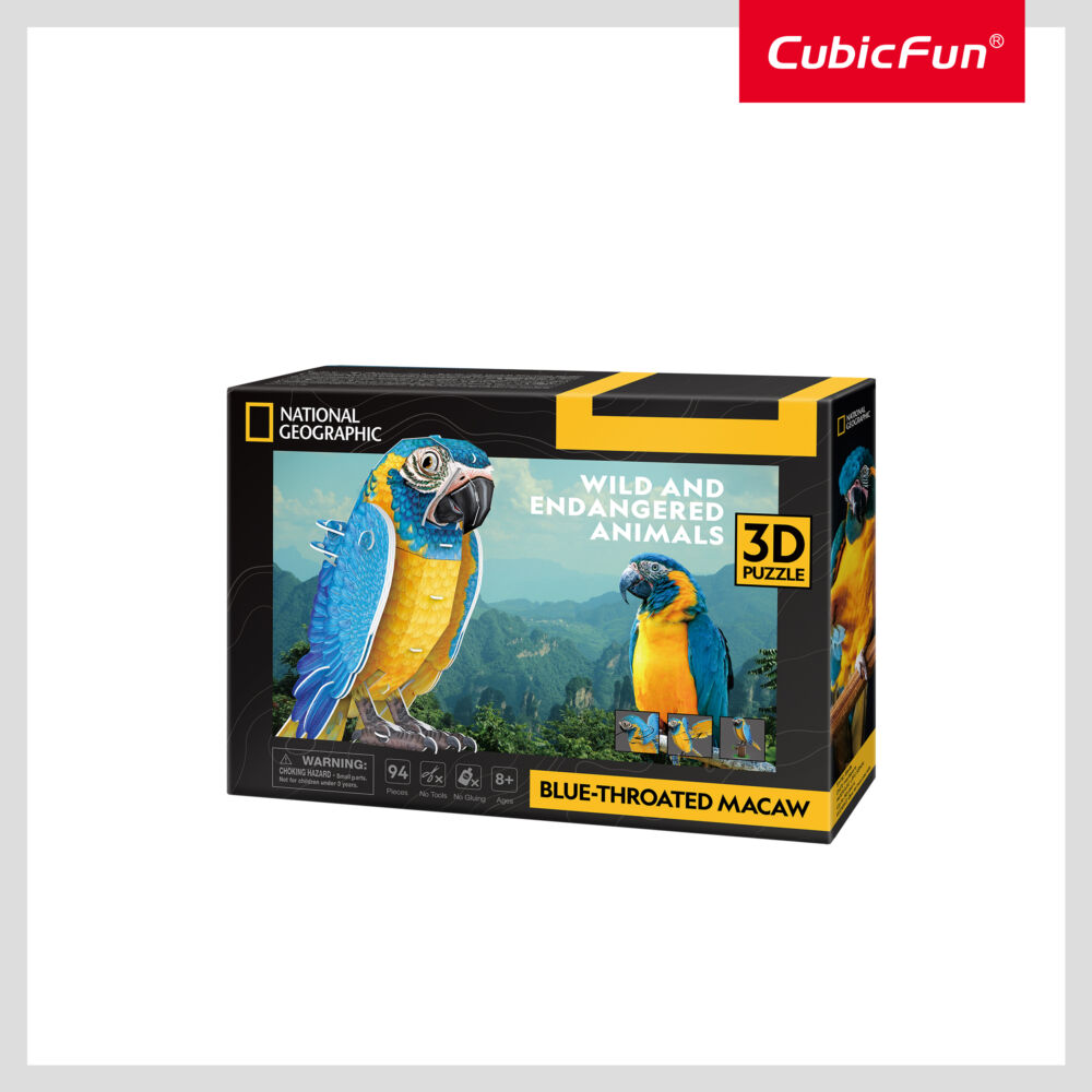 Cubic Fun Трехмерная головоломка-конструктор серии Исчезающие животные «Попугай Ара» (DS1097h)