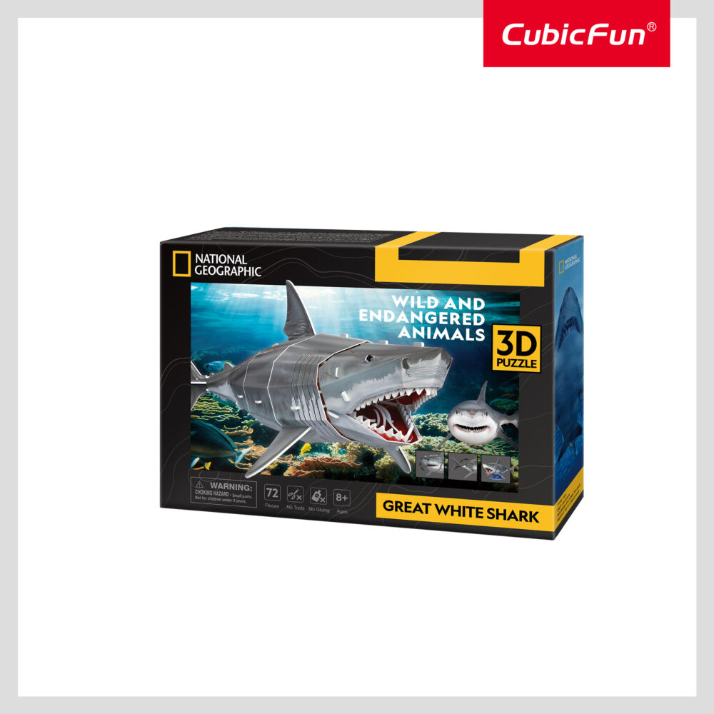 Cubic Fun Тривимірна головоломка-конструктор серії Зникаючі тварини &#8220;Велика біла акула&#8221; (DS1098h)
