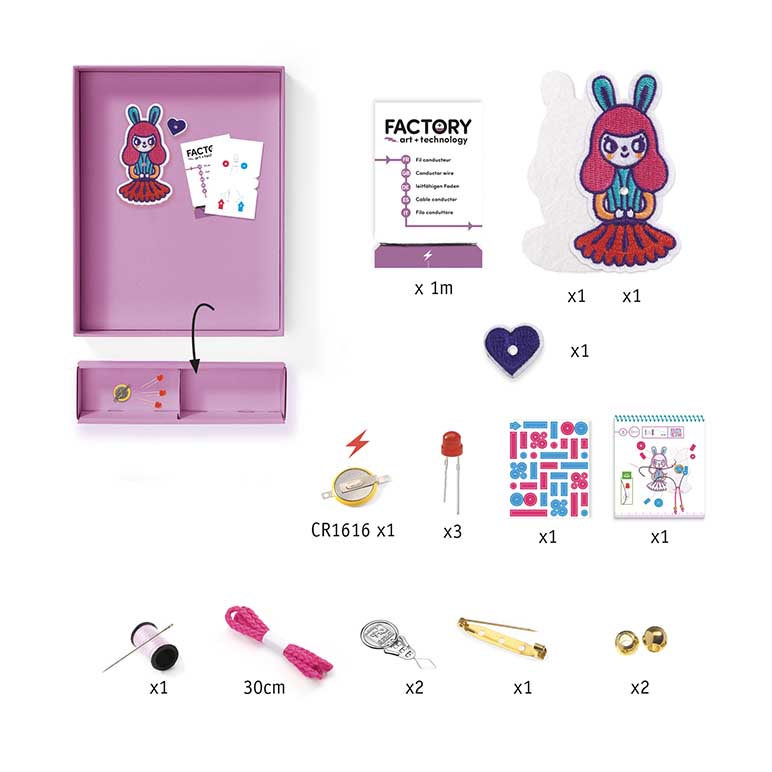 DJECO Creativity Kit Brooch Bunny Girl Factory E-textil (DJ09320)