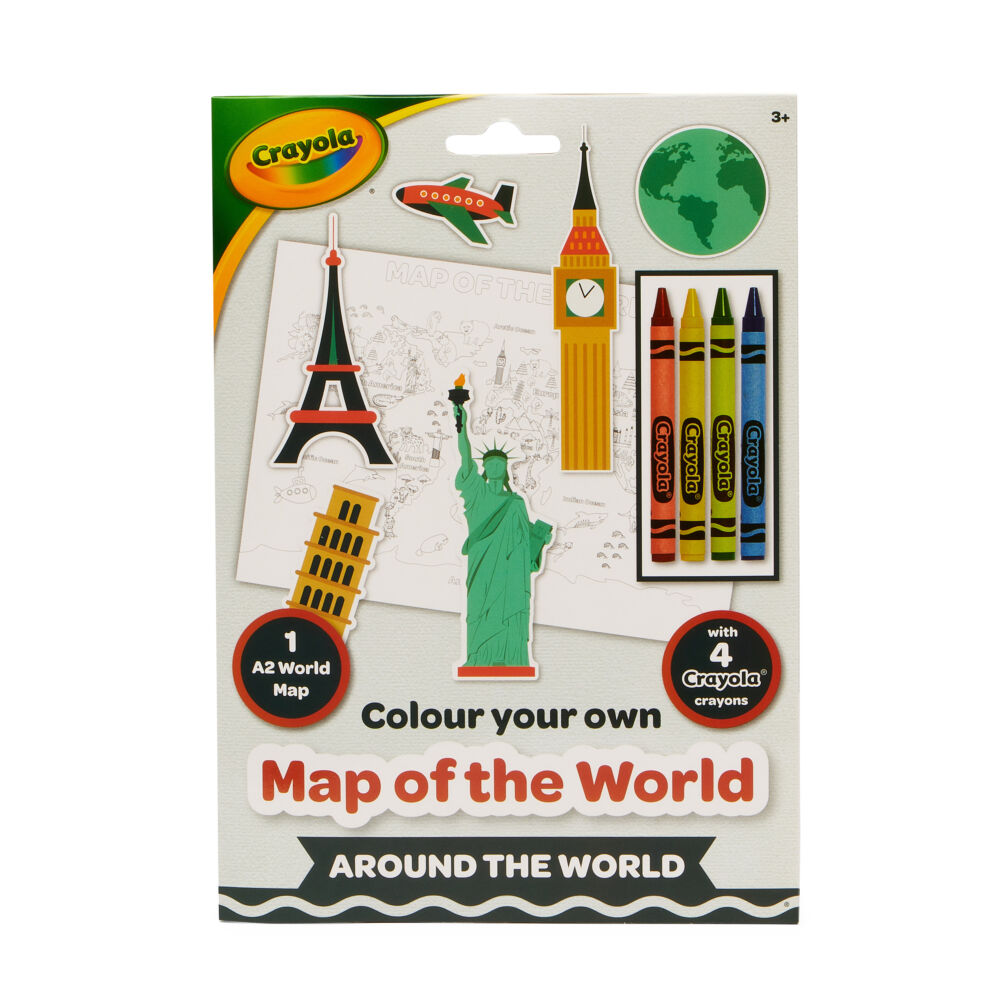 Coloring Book Crayola “World Map: Around the World” with crayons (15693)