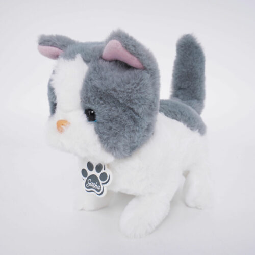 Pugs at Play Interactive Toy Gray and white kitten “SASHA” (ST-PAP08)
