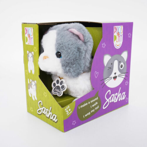 Pugs at Play Interactive Toy Gray and white kitten “SASHA” (ST-PAP08)