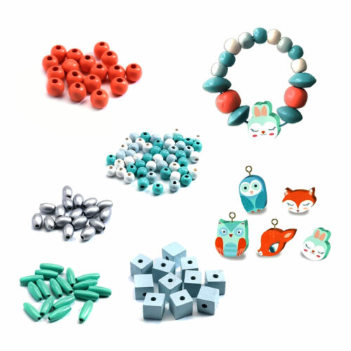 Набір для творчості DJECO з дерев&#8217;яними намистинами Маленькі тварини(DJ09807)