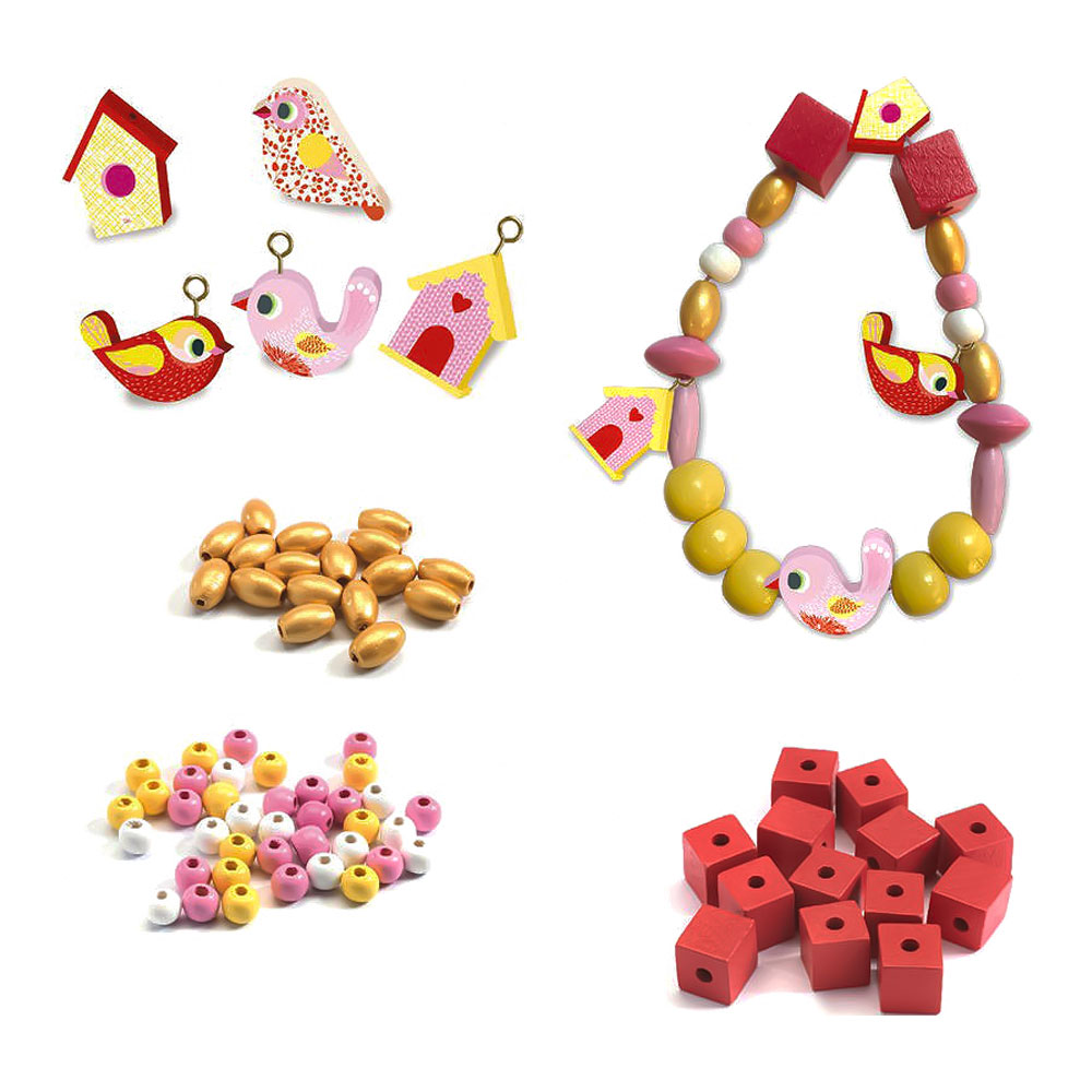 Набір для творчості DJECO з дерев&#8217;яними намистинами Пташки (DJ09809)