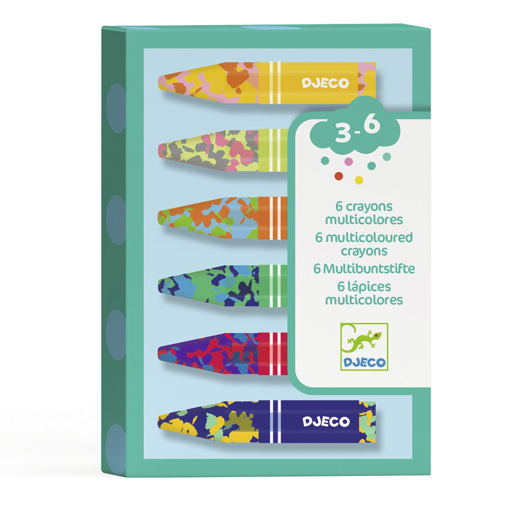 Набор из 6 разноцветных восковых карандашей DJECO (DJ09006)
